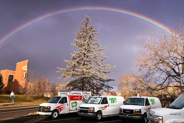 Uhaul trucks for rent at Melson under a rainbow